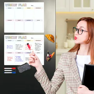 Magnetischer Wochenkalender für Kühlschrank, trocken abwischbare Memotafel mit Stiften.