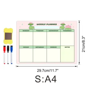 Magnetischer Wochenplaner A4 mit 3 Markern, ideal für Kühlschrankorganisation und Notizen.