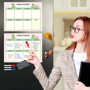 Magnetischer Wochenplaner Kalender für Kühlschrank, trocken abwischbare Tafel mit Stiften.
