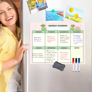 Magnetischer Wochenplaner für Kühlschrank abwischbarer Kalender Notiztafel mit Stiften