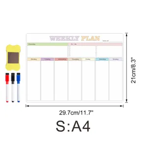 Magnetischer Wochenplaner A4 Format Trocken abwischbare Tafel mit 3 Stiften und Radierer