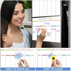 Magnetischer Wochenplaner Trockenwischtafel für Kühlschrank Familienkalender Tafel
