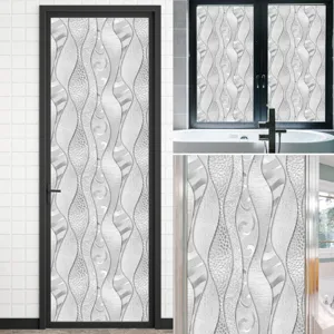 Statische privacy raamfolie van PVC met retro golfpatroon voor glazen deur en raam