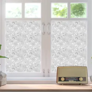 Gedetailleerd overzicht van retro patroon statische raamfolie matglas privacy decoratieve sticker.