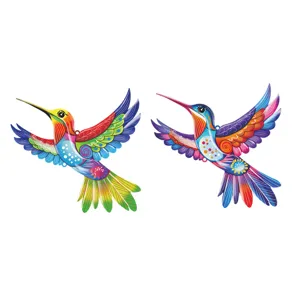 Metal hummingbird wall art outdoor hanging decor colorful garden fence ornament details