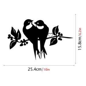 Metal bird branch wall art silhouette garden decorative plugin sculpture black iron craft decor