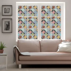 PVC kleurrijke retro mandala raamfolie statische glassticker verwijderbare matglas sticker