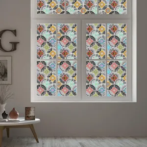 PVC vintage mandala raamfolie, statische decoratieve glasfolie voor ramen thuis.