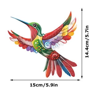 Colorful metal hummingbird wall art hanging outdoor garden fence decoration detail 15cm