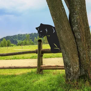 Metal garden tree peeper silhouette black cat animal sculpture outdoor fence yard decoration art