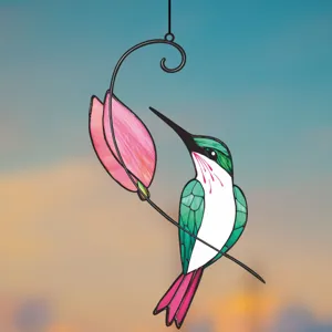 Stained glass style hummingbird wall hanging decoration double sided window ornament craft