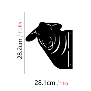 Metal sheep head garden stake black silhouette outdoor yard art decoration size 28x28cm