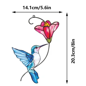 Metal Hummingbird Wall Hanging Stained Glass Window Art Hanging Ornament Decor Item