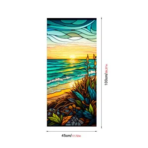 Colorful Sunset Window Film Stained Glass PVC Static Cling Glass Sticker for Home Decor