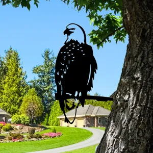 Black metal eagle garden stake tree silhouette art outdoor yard metal decoration ornament