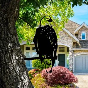 Metal garden stake bird silhouette tree decor outdoor yard metal art sculpture ornament