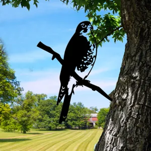 Metal falcon silhouette tree art garden stake outdoor decoration black metal bird statue