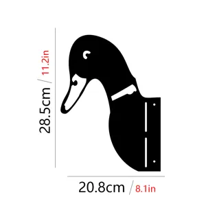 Metal duck silhouette garden stake dimension diagram showing 28.5x20.8cm outdoor decor.