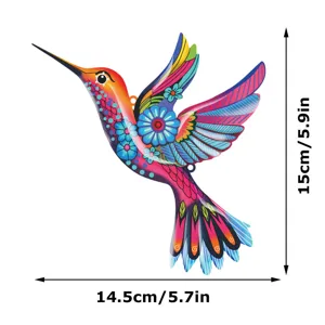 Colorful Metal Hummingbird Wall Art Outdoor Garden Hanging Decor Item Size 15x14.5cm