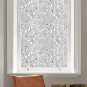 Statische raamfolie met bladerpatroon, verwijderbare privacy glassticker voor thuis.