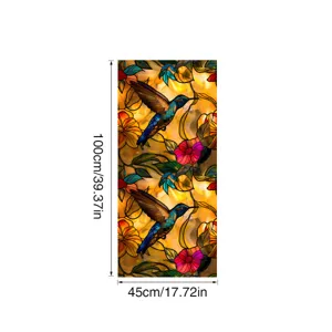Stained glass window film static cling hummingbird floral decorative privacy glass sticker
