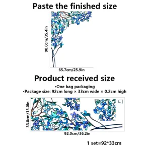 Window film product size and package dimension detail diagram showing measurements and specs.