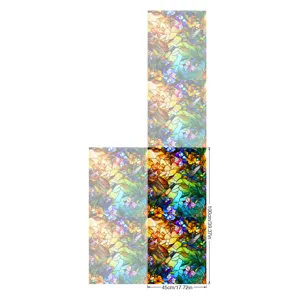 Stained glass window film colorful floral bird privacy static cling for home decor 45x100cm