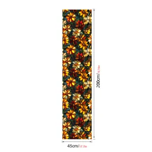 Stained glass window film static decorative floral privacy sticker detail view 45x200cm