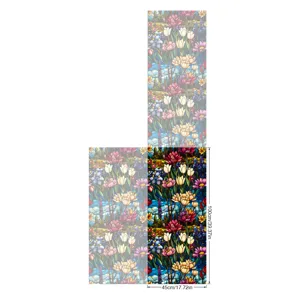 Stained glass window film colorful floral privacy static cling sticker for home decor 100x45cm