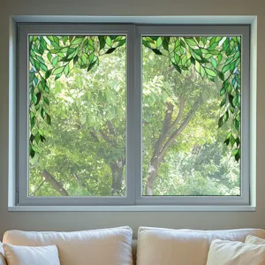 Static green plant glass window film decorative stained glass privacy removable film