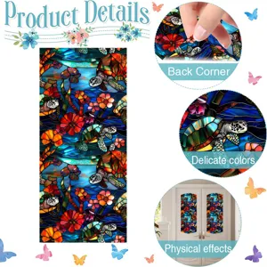 Stained glass sea turtle window sticker decorative film for home glass door and window use.