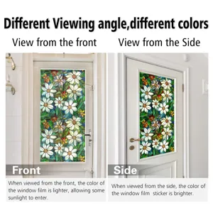 Stained glass window film floral pattern static cling privacy film for home window decor