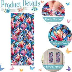 Stained glass window film decorative privacy static cling floral pattern glass sticker