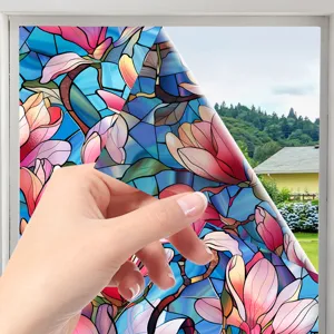 Stained glass window film decorative privacy sticker floral window cling for home decor use