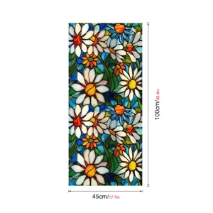 Stained glass window film decorative privacy floral window sticker 45x100cm design
