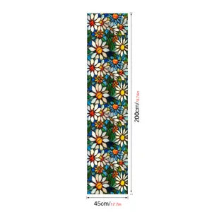 Stained glass window film privacy frosted decorative floral daisy sticker for home 45x200cm