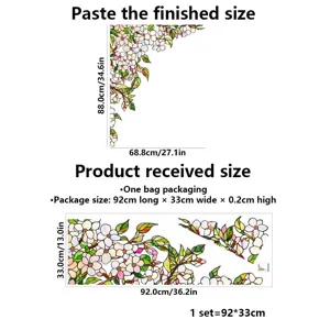 Detailed view of window sticker size and layout specifications for easy home decoration.