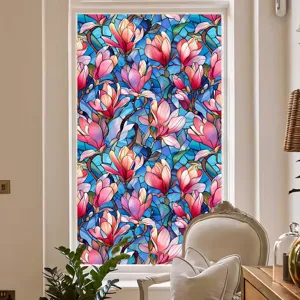 Stained glass window film decorative privacy window sticker floral static cling film