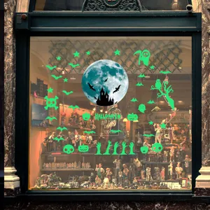 Adesivi murali luminosi di Halloween fluorescenti pipistrello fantasma luna decorazione