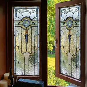 Stained glass window film decorative static cling art deco privacy glass sticker for home decor