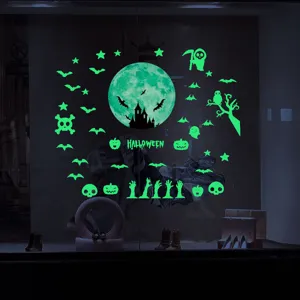 Halloween adesivi murali luminosi fantasma pipistrello luna stella adesivi fluorescenti stanza