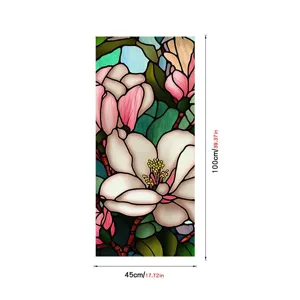 PVC stained glass window film vintage floral privacy sticker 45x100cm decorative glass film