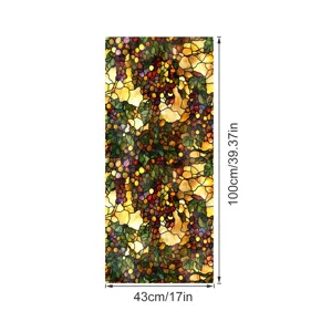 Film pour fenêtre en verre teinté style Tiffany, autocollant décoratif raisin 43x100cm