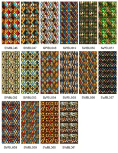 Decoratieve PVC gebrandschilderd glas raamfolie statisch vintage geometrisch patroon ontwerpen.