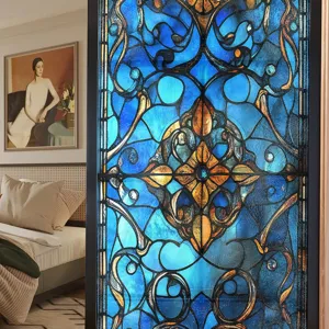 Glas-in-lood raamfolie Franse hofstijl decoratieve sticker woondecoratie detailweergave