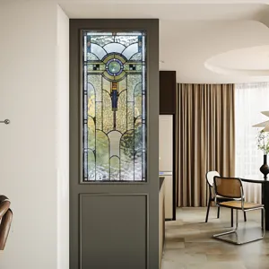 Stained glass window film frosted decorative sticker for glass door geometric art design