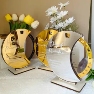 Crescent moon acrylic decorative desktop stand for Ramadan holiday festive room tabletop ornament