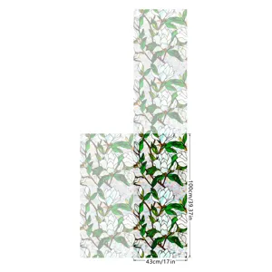 Static window film with magnolia flower design, PVC anti-collision decorative glass sticker.