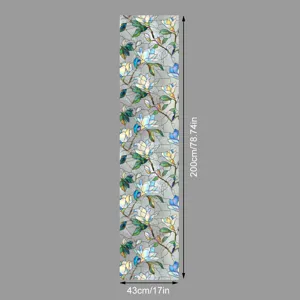 Vue détaillée du film pour vitre de fenêtre électrostatique avec design de magnolia.