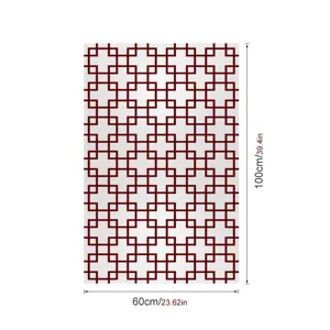 Geometrische raamfolie statische hechtende privacy glassticker rode grid 60x100cm